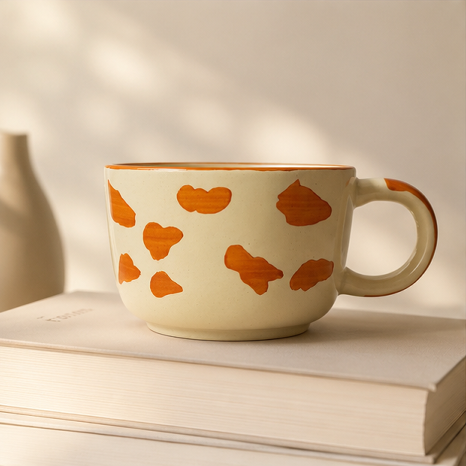 Hand-Painted Dog Surprise Ceramic Mug | Cute Spotted Coffee Cup