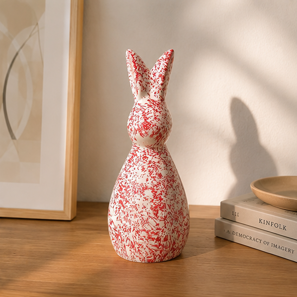 Handcrafted Red Speckled Ceramic Rabbit Décor