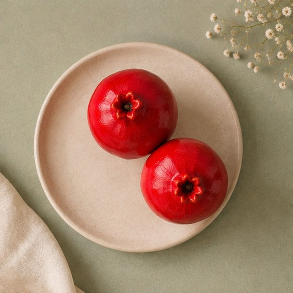 Handcrafted Ceramic Pomegranate Décor (Set of 2) | Red Home Accent